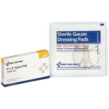 First Aid Only Gauze Pads, 4&quot; x 4&quot;, 2/BX
