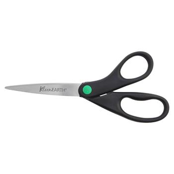Westcott KleenEarth Recycled Stainless Steel Scissors, 8 in, Straight, Black