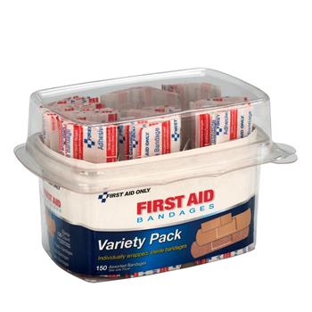 First Aid Only First Aid Bandages, Assorted, 150 Pieces/Kit