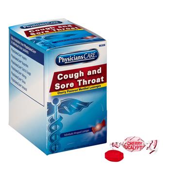 PhysiciansCare&#174; Cough &amp; Sore Throat Lozenges, Cherry Menthol, Individually Wrapped, 50/Box