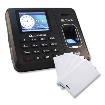 Acroprint BioTouch Time Clock and Badges Bundle, Black