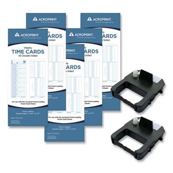 Acroprint EXP250 Accessory Bundle, 3.38 x 8.25, Weekly, Two-Sided, 250 Cards and 2 Ribbons/PK