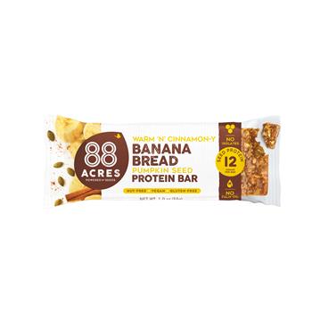 88 Acres Banana Bread High Protein Bar, 1.9 oz, 9 Bars/Box, 6 Boxes/Case