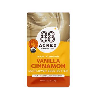 88 Acres Vanilla Cinnamon Sunflower Seed Butter Pouch, 11.6 oz, 10 Pouches/Box