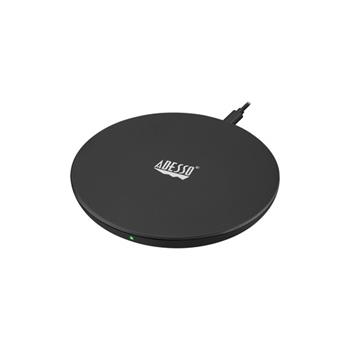 Adesso Wireless Quick Charger, Disc, QI-Certified, Black, 10 W Max
