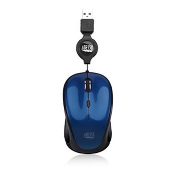 Gyration iMouse S8L, Retractable Mini Mouse, 2-1/2 ft Cable, USB 2.0, 1600 DPI, Blue