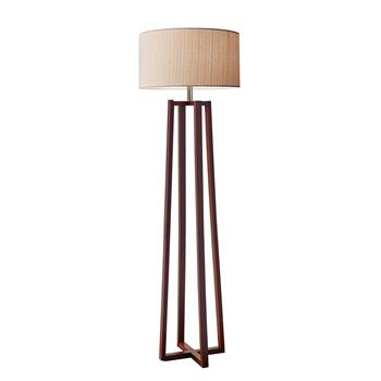 Adesso Home Quinn Floor Lamp, 60 in, Walnut/Natural Fabric Shade