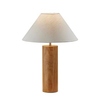 Adesso Home Martin Table Lamp, 25.5 in, Natural Oak/White Fabric Shade