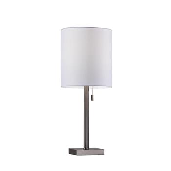 Adesso Home Liam Table Lamp, 22&quot;H, Brushed Steel/White Shade