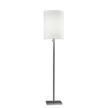 Adesso Home Liam Floor Lamp, 60.5 in, Brushed Steel/White Fabric Shade