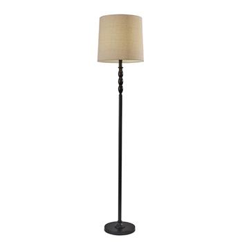 Adesso Home Simplee William Floor Lamp, 58&quot;H, Black/Oatml Shade