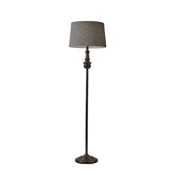 Adesso Home Simplee Charles Floor Lamp, 60&quot;H, Black/Dark Herringbone Shade