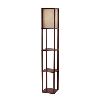 Adesso Home Wright Shelf Floor Lamp, 63&quot;H, Walnut/Natural Shade