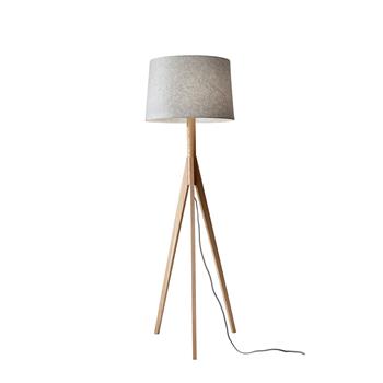 Adesso Home Eden Floor Lamp, 59.25 in, Natural Ash/Grey Fabric Shade