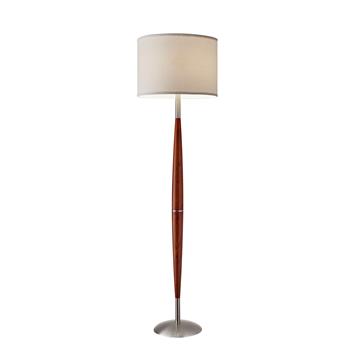 Adesso Home Hudson Floor Lamp, 61&quot;H, Maple/Brushed Steel/White Shade