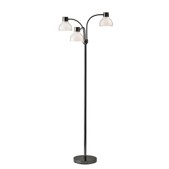 Adesso Home Presley 3-Arm Floor Lamp, 69&quot;H, Black Nickel/Clear Shade with Frosted Inner Shade
