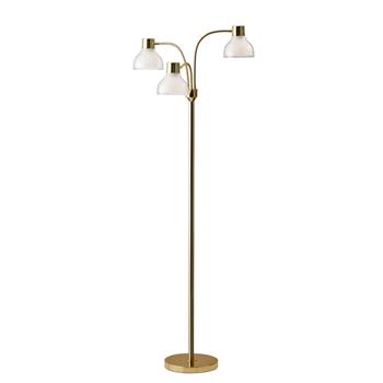 Adesso Home Presley 3-Arm Floor Lamp, 69&quot;H, Black Nickel with Shiny Gold/Clear Shade with Frosted Inner Shade