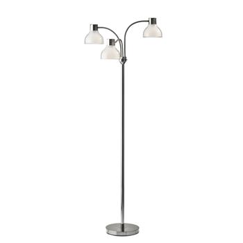 Adesso Home Presley 3-Arm Floor Lamp, 69&quot;H, Polished Nickel/Clear Shade with Frosted Inner Shade