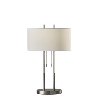 Adesso Home Duet Table Lamp, 27&quot;H, Brushed Steel/Ivory Shade