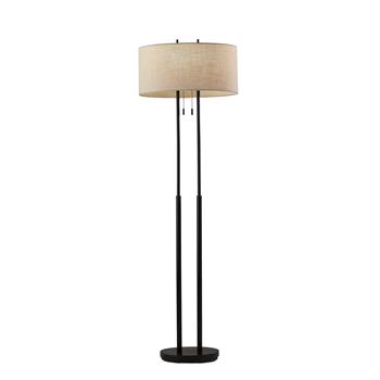 Adesso Home Duet Floor Lamp, 62 in, Antique Bronze/Taupe Fabric Shade