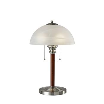 Adesso Home Lexington Table Lamp, 22.5&quot;H, Walnut/Alabaster Shade