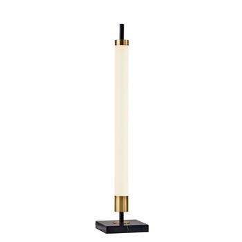 Adesso Piper LED Table Lamp, 30 in H, Black Marble And Antique Brass with Frosted Plastic Shade