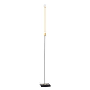 Adesso Piper LED Floor Lamp, 72 in H, Black Marble And Antique Brass with Frosted Plastic Shade