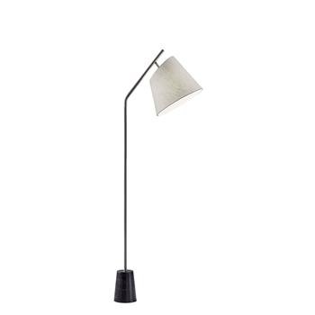 Adesso Dempsey Floor Lamp, 58.5 in H, Brushed Steel with White Fabric Shade