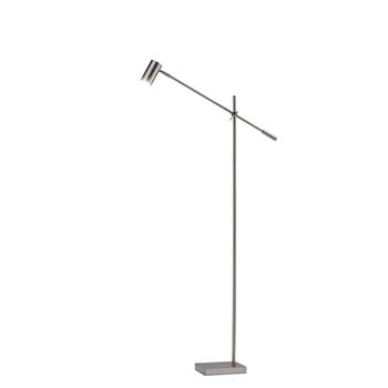 Adesso Collette LED Floor Lamp, 63 in H, Brushed Steel with Brushed Steel Metal Shade