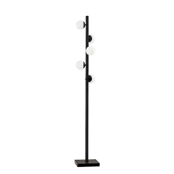 Adesso Doppler LED Tree Lamp, 65 in H, Black with White Opal Glass Shade