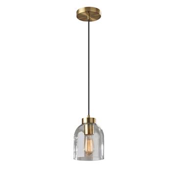 Adesso Bristol Pendant Lamp, 8 in H, Antique Brass with Clear Glass Shade