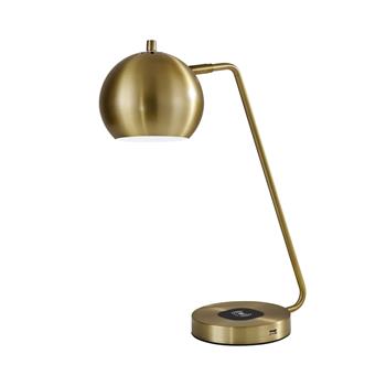 Adesso Home Emerson Adjustable AdessoCharge Desk Lamp, 18&quot;-20.5&quot;H, Black Nickel/Antique Brass