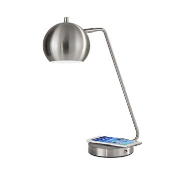 Adesso Home Emerson Adjustable AdessoCharge Desk Lamp, 18&quot;-20.5&quot;H, Brushed Steel