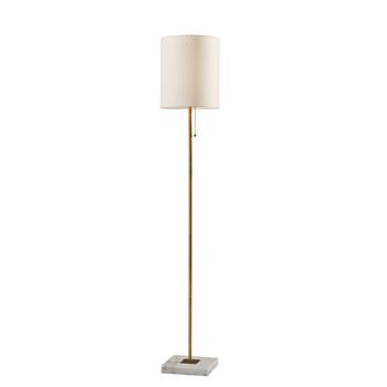 Adesso Home Fiona Floor Lamp, 62&quot;H, Antique Brass with White Marble Base/White Shade