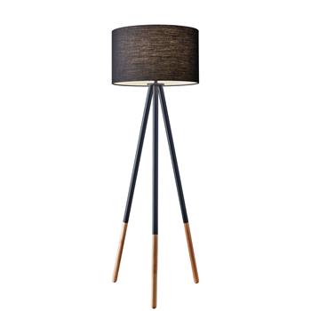 Adesso Home Louise Floor Lamp, 60.25&quot;H, Black/Black Shade