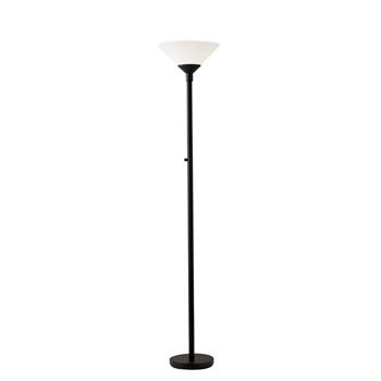 Adesso Home Aries 300W Torchiere, 73&quot;H, Black/White Shade
