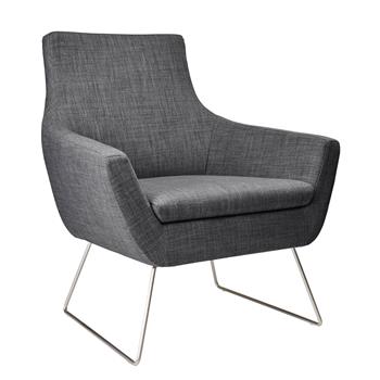 Adesso Home Kendrick Chair, Brushed Steel/Charcoal Grey Fabric