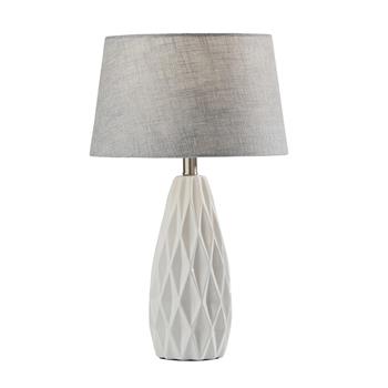 Adesso Joan Table Lamp, White with Light Grey Fabric Shades, 2/Set