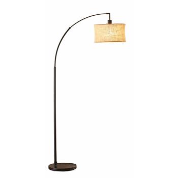 Adesso Home 68&quot;H Burlap Arc Lamp, Antique Bronze/Burlap Shade
