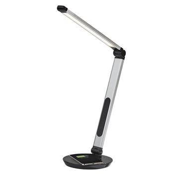 Adesso Home Simplee Rodney LED AdessoCharge Desk Lamp, 26.5&quot;H, Matte Silver/Glossy Black