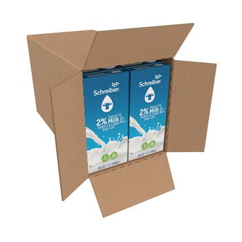 Schreiber 2% Reduced Fat Milk, Resealable Carton, 32 oz, 12 Cartons/Case