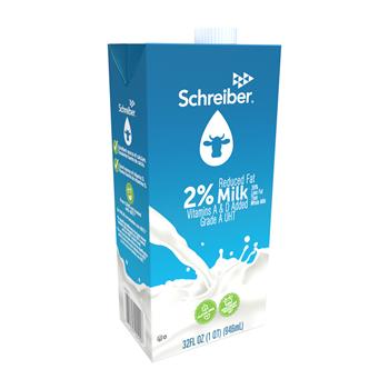 Schreiber 2% Reduced Fat Milk, Resealable Carton, 32 oz