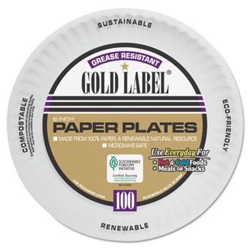Chef&#39;s Supply Coated Round Plates, Paper, 6&quot;, White, 100 Plates/Pack, 12 Packs/Carton