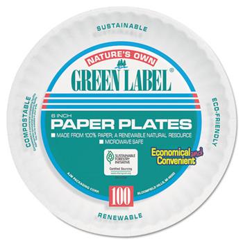 AJM Packaging Corporation Uncoated Paper Plates, 6 Inches, White, Round, 1000/Carton