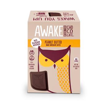 Awake Dark Chocolate Peanut Butter Bite, No Sugar Added, 50/Box, 6/Case