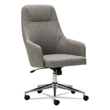Alera Alera Captain Series High-Back Chair, Supports Up to 275 lb, 17.1&quot; to 20.1&quot; Seat Height, Gray Tweed Seat/Back, Chrome Base
