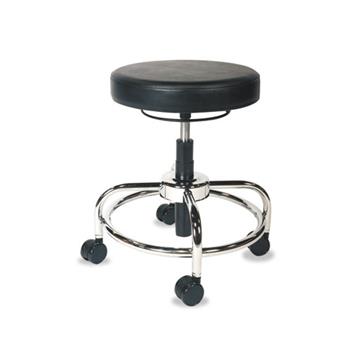 Alera HL Series Height-Adjustable Utility Stool, Backless, Supports Up to 300 lb, 24&quot; Seat Height, Black Seat, Chrome Base
