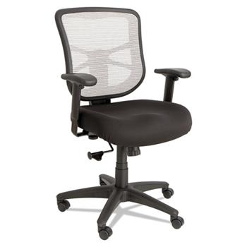 Alera Alera Elusion Series Mesh Mid-Back Swivel/Tilt Chair, Supports 275lb, 17.9&quot; to 21.8&quot; Seat, Black Seat, White Back, Black Base