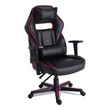Alera Racing Style Ergonomic Gaming Chair, Supports 275 lb, 15.91&quot; to 19.8&quot; Seat Height, Black/Red Trim Seat/Back, Black/Red Base