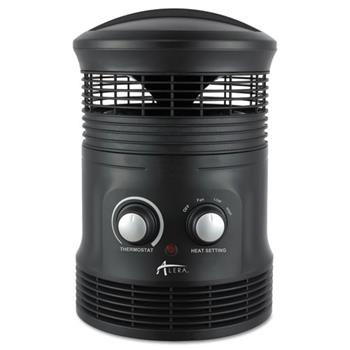 Alera 360 Deg Circular Fan Forced Heater, 8&quot; x 8&quot; x 12&quot;, Black
